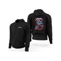 Metallica Lightning Skull Siyah Fermuarlı Limited Edit. Kapşonlu Sweat Siyah