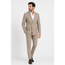 Suit Aydın Erkek Kruvaze Takım Elbise Çizgli Erkek Kruvaze Takım Elbise Açık Kahve