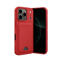Apple iPhone  Uyumlu  17 Pro Kelvin Kartvizitli Silikon - Kırmızı