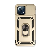 Mi 11 Lite Kılıf Pars Lens Yüzüklü Silikon - Gold İtdark30836