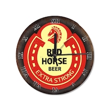 Red Horse Beer Reklam Roma Rakamlı Akarlı Duvar Saati (407686210) Çok Renkli
