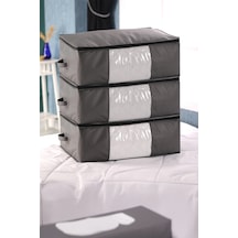 3'lü Set Büyük Boy 70x50x25cm Pencereli Çekyat&baza Altı,yorgan&yastık Düzenleyici Hurç Antrasit Gri Diğer