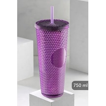 Kristal Desen 750 Ml Pipetli Soğuk İçecek/kahve Bardağı Mor Aeropress