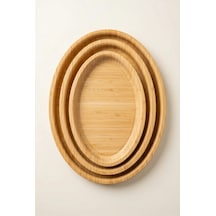 Bambu 3'lü Oval Tepsi Kahverengi - 939637058 Kahverengi