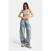 Itsbasic Kadın T.kot Rengi 12s6-65 Loose Fit Bol Kesim Özel Tasarım Denim Jean