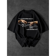 Startmore Creation Of Adam Baskılı Unisex Oversize Siyah