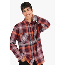 Colin's Colins Regular Fit Kareli Kırmızı Erkek Uzun Kol Gömlek Cl1064678 Kırmızı