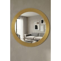 Zümrüt Gold Dekoratif Ayna Yuvarlak Işlemeli Duvar Aynası 56 Cm Altın