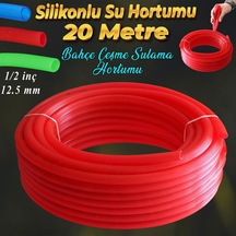 Bahçe Çeşme Su Hortumu İç Çap 1/2 Naturel Silikonlu Sulama Araç Yıkama Hortum 20 Metre