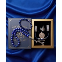 Luxury Seri Özel Tasarım Kitap Kutulu Kadın Takı Seti Ve Tesbih Kombin - Kolye Küpe Yüzük Bileklik Ekstra Boncuk Bileklik 6 Parça Hediyelik - Doğum Günü Yıl Dönümü Sevgililer Günü Gösterişli Hediye - L-00129 Bakır