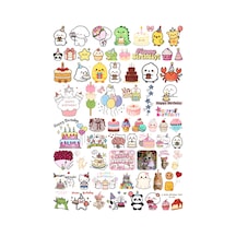 70 Adet Doğum Günü Temalı Planlayıcı Sticker Seti - Etiket Seti Scrapbook Bullet Journal Çok Renkli