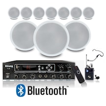 10 Lu Tavan Hoparlörlü Yaka Mikrofonlu Bluetooth Anfi Ses Sistemi
