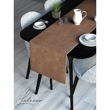 Kadife Efektli Türk Kahvesi Rengi Aura Serisi Runner 40 X 140 Türk Kahvesi