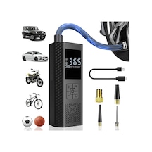Xuweiwei Siyah Taşınabilir Lastik Şişirme Kompresörü 150 Psı Araba Motosiklet Bisiklet Lastik Pompası Led Işıklı Basınç Göstergeli