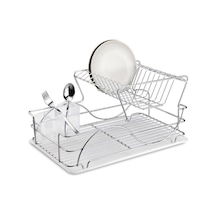 İki Katlı Metal Bulaşık Sepeti 48 x 33 x 25 CM Krom