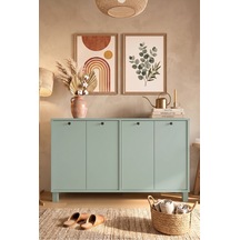 Yurudesign Nord Konsol 4 Kapaklı Ahşap Ayaklı 120cm Ihlamur Yeşili Nd2-y
