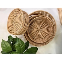4 Lü Bambu Örgü Sepet