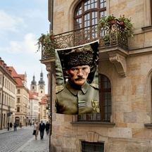 Kalpaklı Üniformalı Atatürk Poster Bayrak Premium Raşel Kumaş Ata54 Diğer