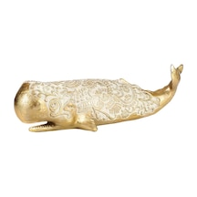 Vitale Whale Gold İşlemeli Balina Biblo 40 Cm Ak.ıd0114