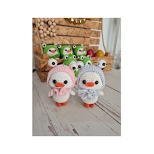 Amigurumi Örgü Sevgili Anahtarlık Çift Anahtarlık Ördek Set Beyaz