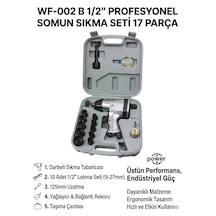 Wf-002 B 1/2 Havalı Darbeli Somun Sıkma Tabancası Ve Lokma Seti 17 Parça - Çantalı
