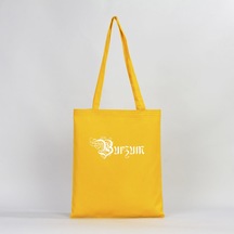 Burzum Design Logo Sarı Gabardin Bez Çanta