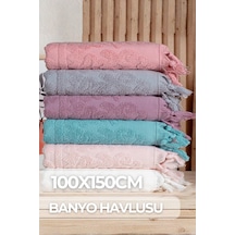 6'lı Saçaklı Banyo Havlu Seti 100x150cm Çok Renkli