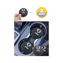 Ssangyong Kyron Siyah Karbon Bardak Altlığı Ssangyong Armalı Kyron Yazılı 7 Cm Dayanıklı Özel Tasarım 2 Adet 2 Adet