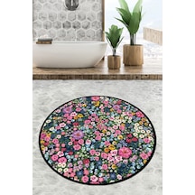 Antoryum Çap Banyo Halısı Djt 100x100 cm, Banyo Halısı , Banyo paspası yıkanabilir Çok Renkli