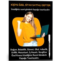 Kişiye Özel Siyah Sayfalı Defter A4-a5 60 Sayfa Beyaz Kalem Hed