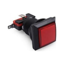 33mm 12V Kare Işıklı Oyun Makinesi Butonu - Kırmızı