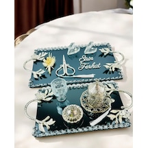Serenity Gümüş Söz Tepsisi Ve Damat Kahve Fincan Tepsisi Gümüş Gümüş