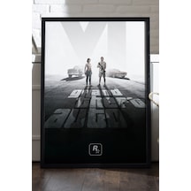 Gta Siyah Ahşap Çerçeveli Poster, Dekoratif Oyun Duvar Tablosu