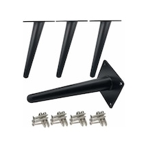 Flybuy Eğik Metal Dolap Ayakları, 201 Paslanmaz Çelik, Kaymaz Siyah, 25cm Yükseklik, 4 Adet Masa/kanepe Ayakları -