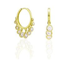 Oya Silver Çoklu Zirkon Sallantılı Gümüş Üzeri Altın Kaplama Halka Küpe 2.7 X 2.5 Cm Oysy289 Oya Silver Çoklu Zirkon Sallantılı Gümüş Üzeri Altın Kaplama Halka Küpe 2.7 X 2.5 Cm Oysy289