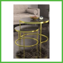 Vaveni Gold Metal Orta Sehpa Bendir Siyah 2'li Arz