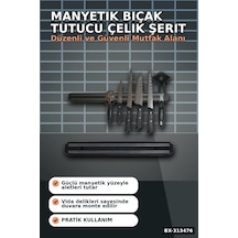 55 Cm Manyetik Bıçak Tutucu - Duvara Monte Çelik Şerit, Mutfak Bıçak Askısı Bx-313476 Diğer