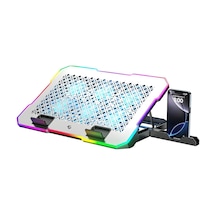 Laptop Soğutma Standı 5 Kademeli Rgb Gaming Notebook Soğutucu, 9-17.3 İnç Uyumlu, 6 Fanlı Sessiz Profesyonel Soğutma Standı
