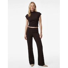 Koton Modal Karışımlı Slim Fit İspanyol Paça Tayt Kahverengi 6sak80098ek Kahve