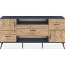 Arges Konsol 2 Raflı 3 Çekmeceli 2 Kapaklı 176x30x83 Antrasit-çam/çam Çam/çam