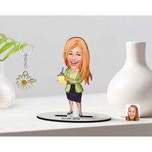 Kişiye Özel Kadın Asistan Karikatürlü 3D Ahşap Biblo Ve Isimli Go (473842859)