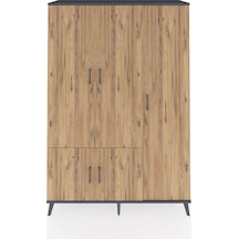 Hyperion Dolap 7 Raflı 5 Kapaklı Tek Askılı 132x44x195 Antras... Antrasit