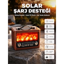 Taşınabilir Şömine Görünümlü Bluetooth Hoparlör Solar Şarjlı, Alev Işıklı, 7w Ses - 5000