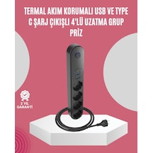 Led Anahtarlı Akım Korumalı Çoklu Priz 4 Priz 3 Usb Girişli 1