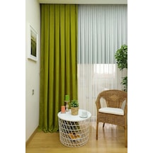 Evdepo Home Fıstık Yeşil Düz Renk Soft Fon Perde Tek Kanat Yeşil