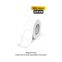 Yuvarlak Kesim Ambalaj Etiketi - Beyaz Renk - 3,5cm - 500 Adet