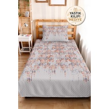 Etnik Modern Gri Genç Odası Tek Kişilik Pike Takımı - Mavi Turuncu 160x220 Cm Kapitone Yatak Örtüsü Masalsı Masal Kokusu
