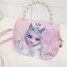 Maoyaya Disney Taç Elsa Prenses Crossbody Çanta, Dondurulmuş Karikatür Inci & Bozuk Para Cüzdanı, Pembe Pembe
