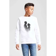 Tshirthane Silhouette Multiple Exposure Couple Baskılı Unisex Çocuk Beyaz S Beyaz