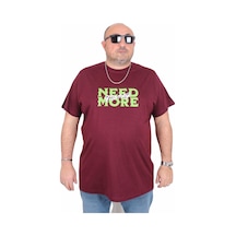 Moc Grande Mocgrande Erkek Büyük Beden Sıfır Yaka Tişört Need More 25139 Murdum Murdum Mürdüm